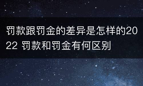 罚款跟罚金的差异是怎样的2022 罚款和罚金有何区别