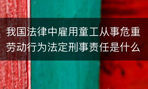 我国法律中雇用童工从事危重劳动行为法定刑事责任是什么