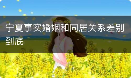 宁夏事实婚姻和同居关系差别到底