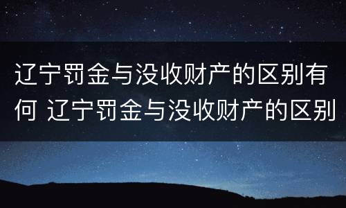 辽宁罚金与没收财产的区别有何 辽宁罚金与没收财产的区别有何关系