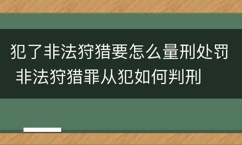 犯了非法狩猎要怎么量刑处罚 非法狩猎罪从犯如何判刑