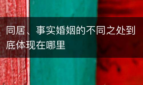 同居、事实婚姻的不同之处到底体现在哪里