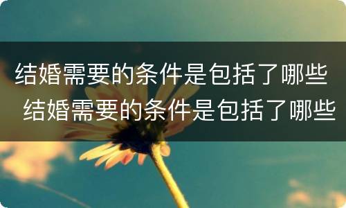 结婚需要的条件是包括了哪些 结婚需要的条件是包括了哪些内容