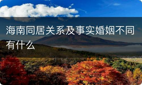 海南同居关系及事实婚姻不同有什么