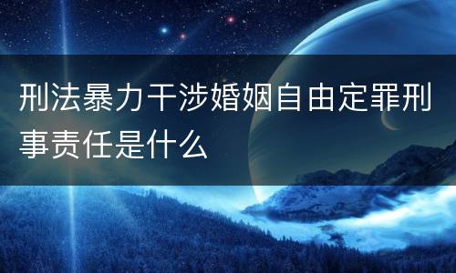 刑法暴力干涉婚姻自由定罪刑事责任是什么