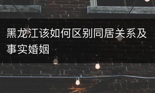黑龙江该如何区别同居关系及事实婚姻