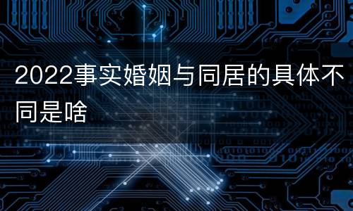 2022事实婚姻与同居的具体不同是啥