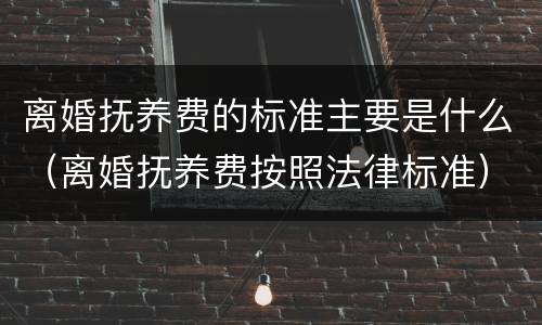 离婚抚养费的标准主要是什么（离婚抚养费按照法律标准）