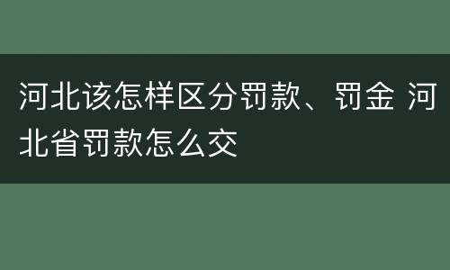 河北该怎样区分罚款、罚金 河北省罚款怎么交