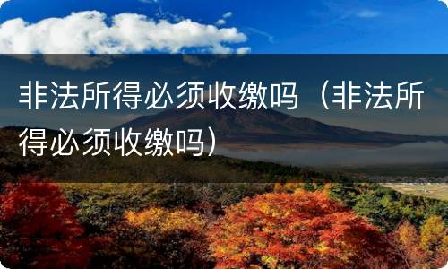非法所得必须收缴吗（非法所得必须收缴吗）