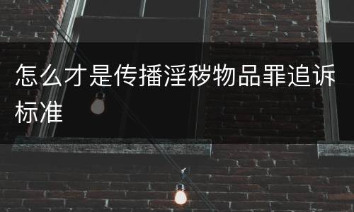 怎么才是传播淫秽物品罪追诉标准