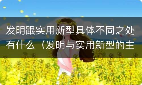 发明跟实用新型具体不同之处有什么（发明与实用新型的主要区别）