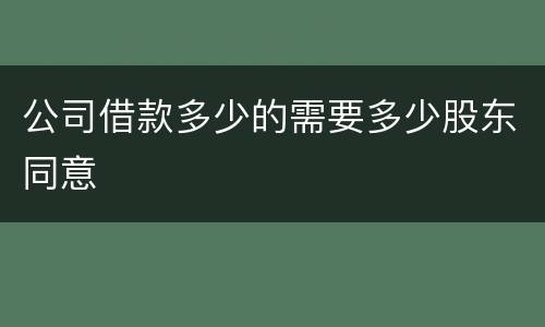 公司借款多少的需要多少股东同意