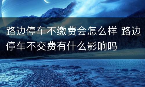 路边停车不缴费会怎么样 路边停车不交费有什么影响吗