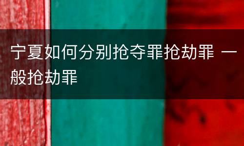 宁夏如何分别抢夺罪抢劫罪 一般抢劫罪