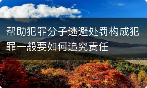帮助犯罪分子逃避处罚构成犯罪一般要如何追究责任