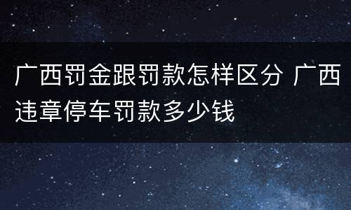 广西罚金跟罚款怎样区分 广西违章停车罚款多少钱