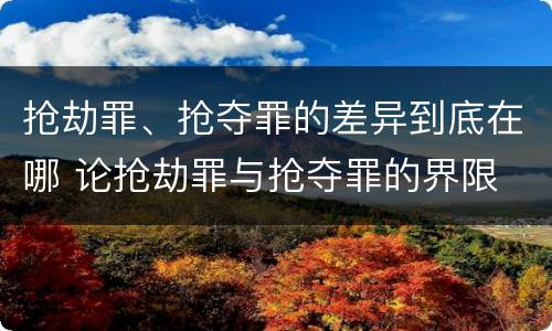 抢劫罪、抢夺罪的差异到底在哪 论抢劫罪与抢夺罪的界限