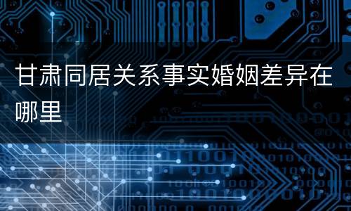 甘肃同居关系事实婚姻差异在哪里