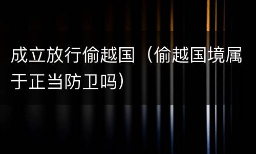 成立放行偷越国（偷越国境属于正当防卫吗）
