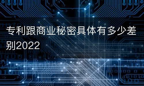 专利跟商业秘密具体有多少差别2022
