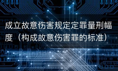 成立故意伤害规定定罪量刑幅度（构成故意伤害罪的标准）