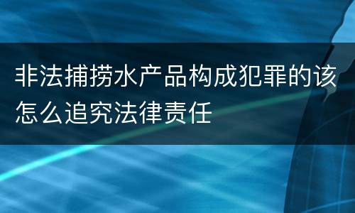 非法捕捞水产品构成犯罪的该怎么追究法律责任