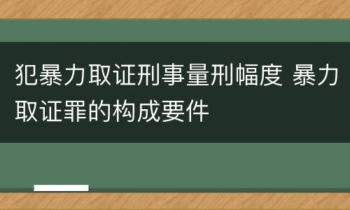 犯暴力取证刑事量刑幅度 暴力取证罪的构成要件