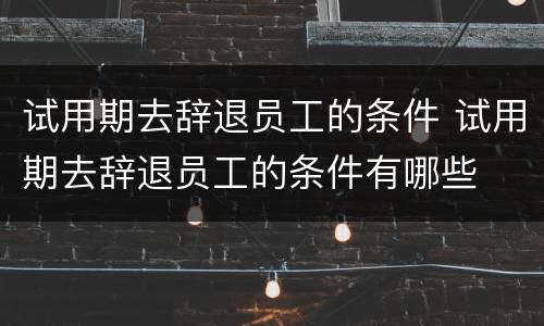 试用期去辞退员工的条件 试用期去辞退员工的条件有哪些