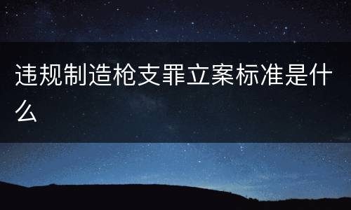 违规制造枪支罪立案标准是什么