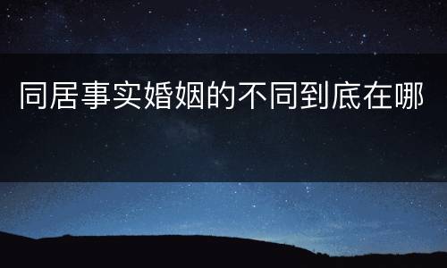 同居事实婚姻的不同到底在哪