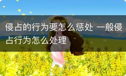 侵占的行为要怎么惩处 一般侵占行为怎么处理