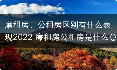 廉租房、公租房区别有什么表现2022 廉租房公租房是什么意思