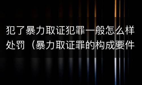 犯了暴力取证犯罪一般怎么样处罚（暴力取证罪的构成要件）