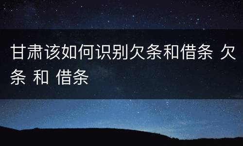 甘肃该如何识别欠条和借条 欠条 和 借条