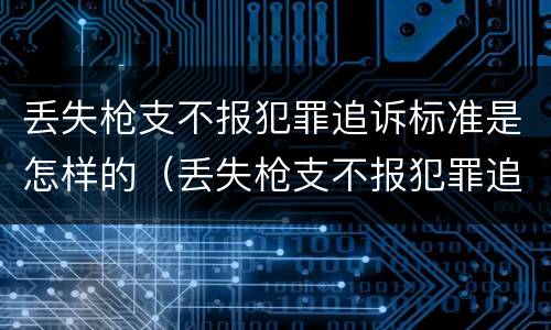 丢失枪支不报犯罪追诉标准是怎样的（丢失枪支不报犯罪追诉标准是怎样的案例）