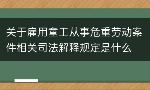 关于雇用童工从事危重劳动案件相关司法解释规定是什么