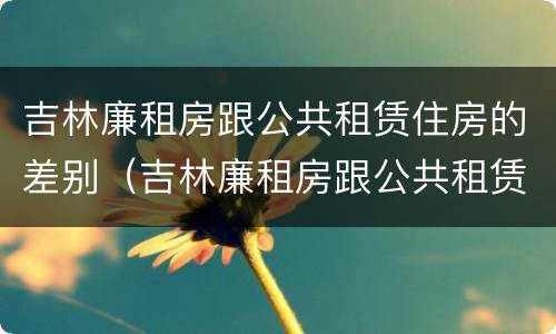 吉林廉租房跟公共租赁住房的差别（吉林廉租房跟公共租赁住房的差别在哪）