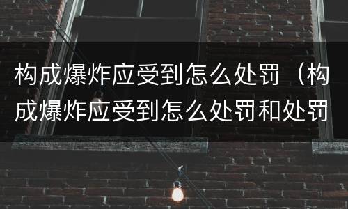 构成爆炸应受到怎么处罚（构成爆炸应受到怎么处罚和处罚）