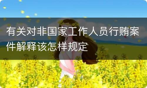 有关对非国家工作人员行贿案件解释该怎样规定