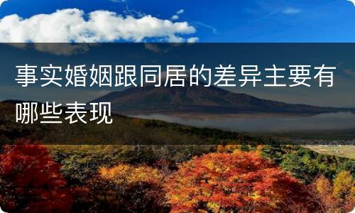 事实婚姻跟同居的差异主要有哪些表现