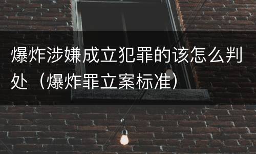 爆炸涉嫌成立犯罪的该怎么判处（爆炸罪立案标准）