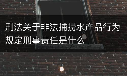 刑法关于非法捕捞水产品行为规定刑事责任是什么
