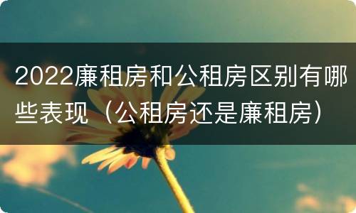 2022廉租房和公租房区别有哪些表现（公租房还是廉租房）