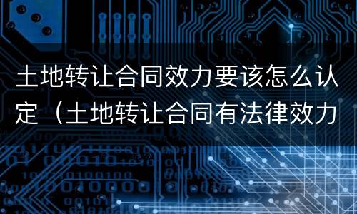 土地转让合同效力要该怎么认定（土地转让合同有法律效力吗）