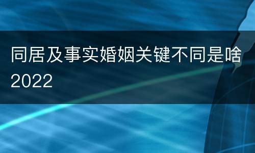 同居及事实婚姻关键不同是啥2022