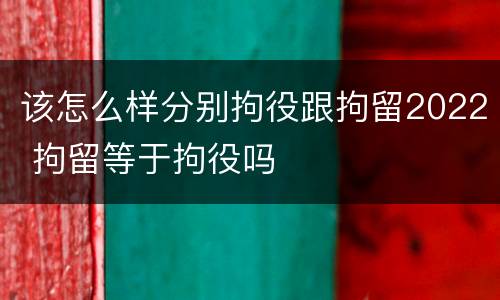 该怎么样分别拘役跟拘留2022 拘留等于拘役吗