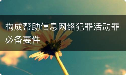 构成帮助信息网络犯罪活动罪必备要件