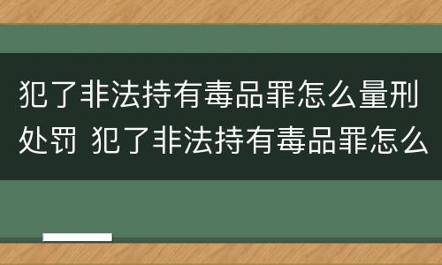 犯了非法持有毒品罪怎么量刑处罚 犯了非法持有毒品罪怎么量刑处罚的