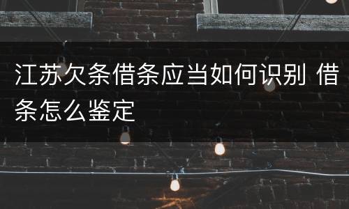 江苏欠条借条应当如何识别 借条怎么鉴定